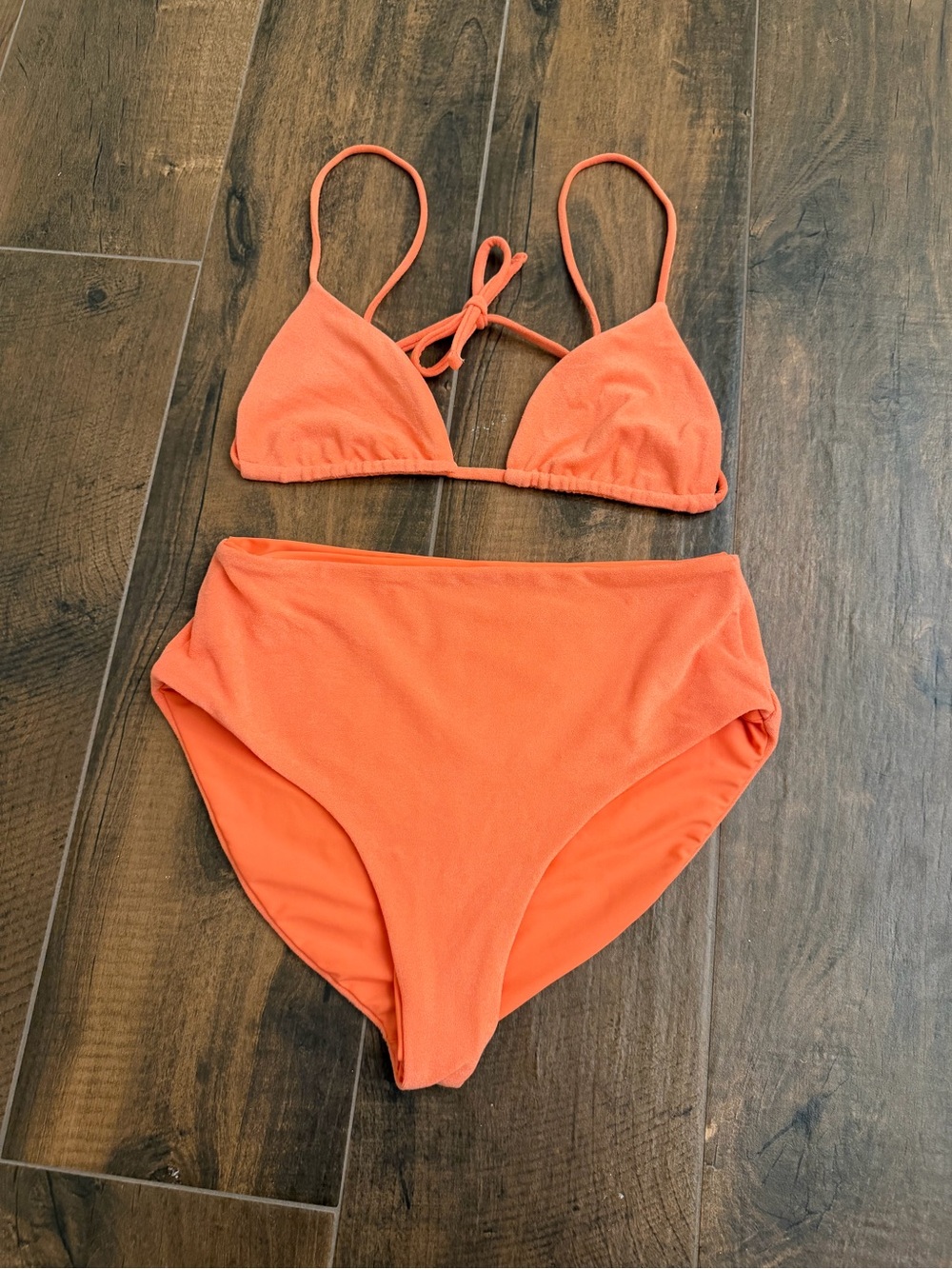 Jade Swim Terry Orange High-Waist Bikini Set